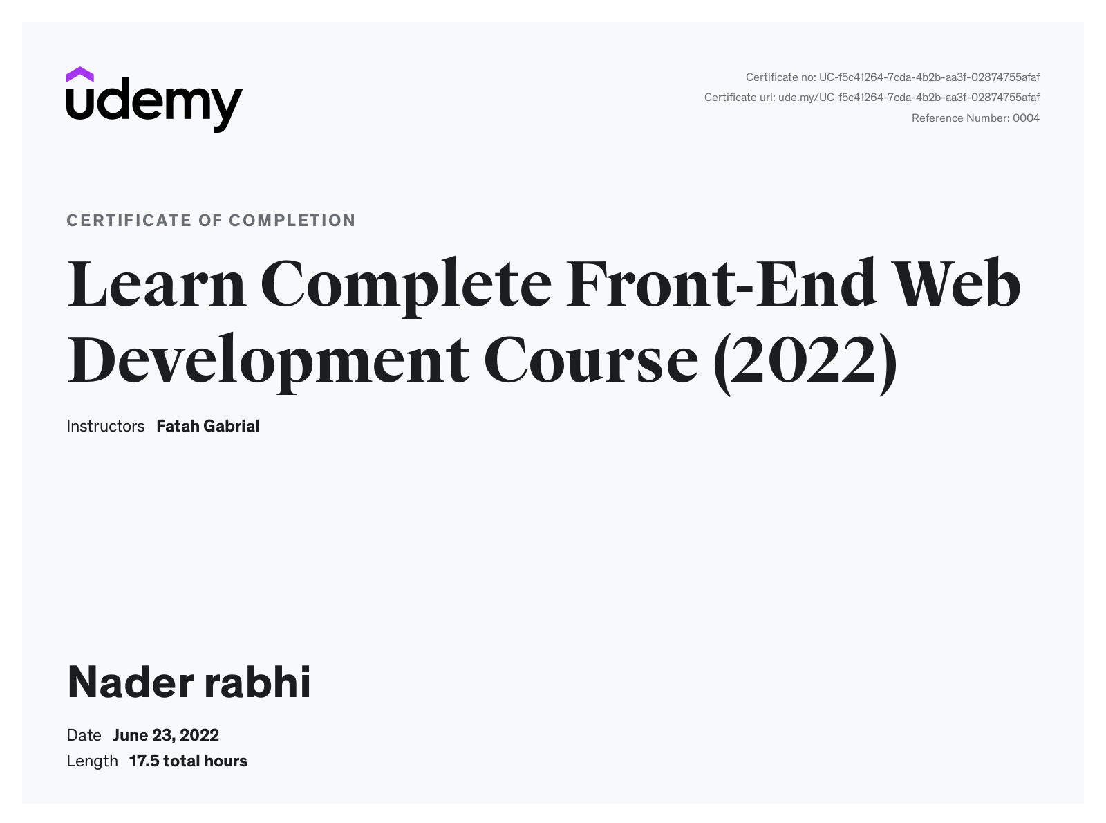 certificate udemy